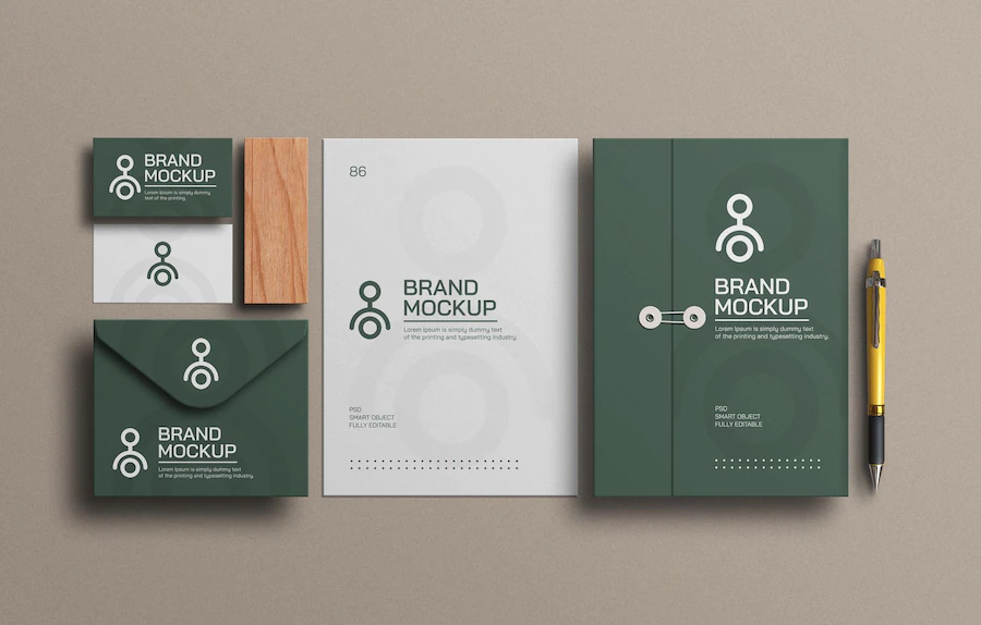 elegant document with envelope stationery mockup 47987 3109
